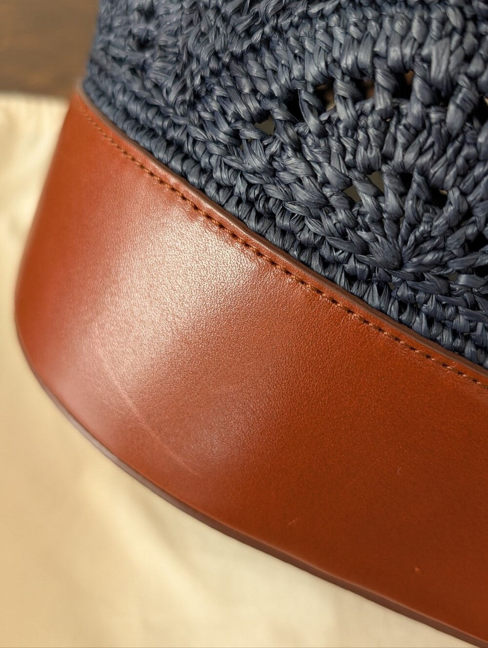 Sézane Alma Raffia Bucket Bag - Navy - Picture 5 of 7